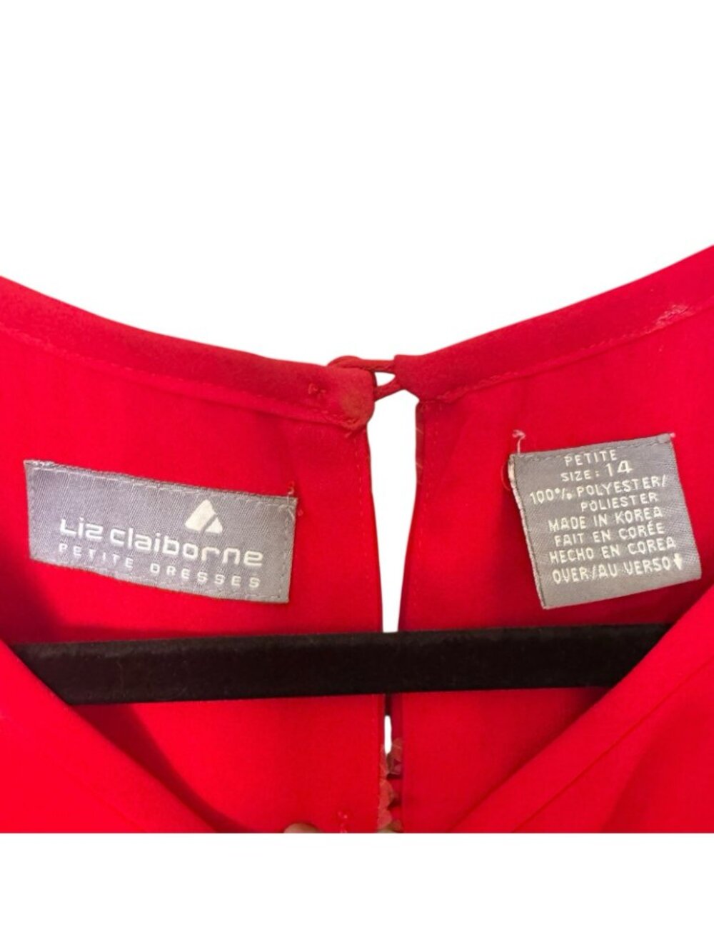 Red Sequin Women's Dress Sz 14 Petite Liz Claiborne Holiday Short Sleeve Sheath - Picture 8 of 16